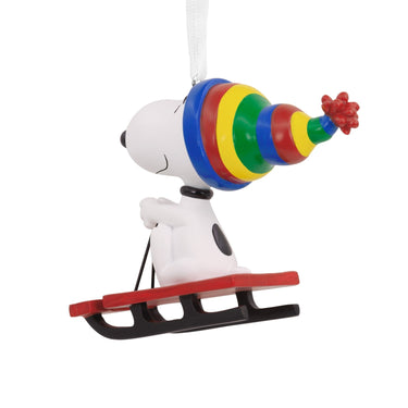 Collectable Peanuts Snoopy On Sled Ornament - Planet Toys